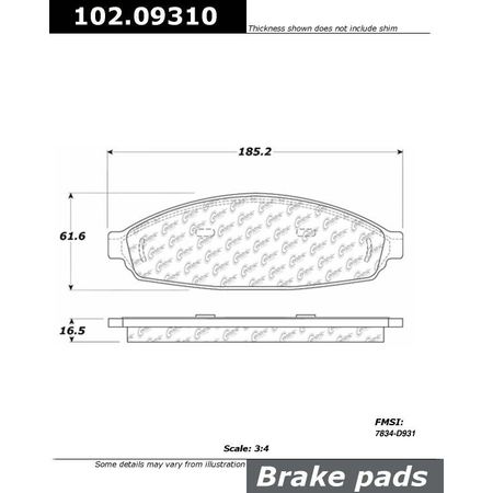 CENTRIC PARTS CTEK Metallic Pad, 102.09310 102.09310